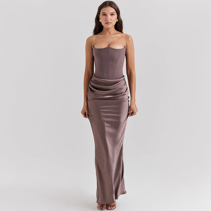 Women’s Strapless Ruched Maxi Dress