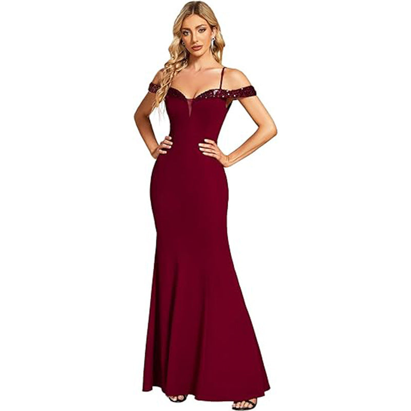 Women’s Off-Shoulder Floor-Length Dress