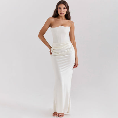 Women’s Strapless Ruched Maxi Dress