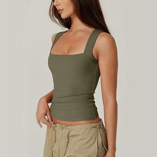 Women’s Sleeveless Square-Neck Fitted Top