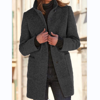 Women’s Stand-Collar Button Coat