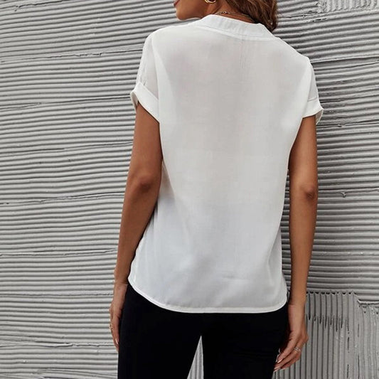 Women’s Short-Sleeve Slit-Neck Blouse